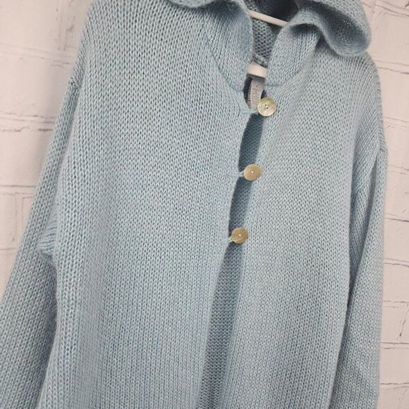 Soft Surroundings Mohair Wool Blend Duster Long Sweater Cardigan Womens L Hooded - Picture 2 of 14